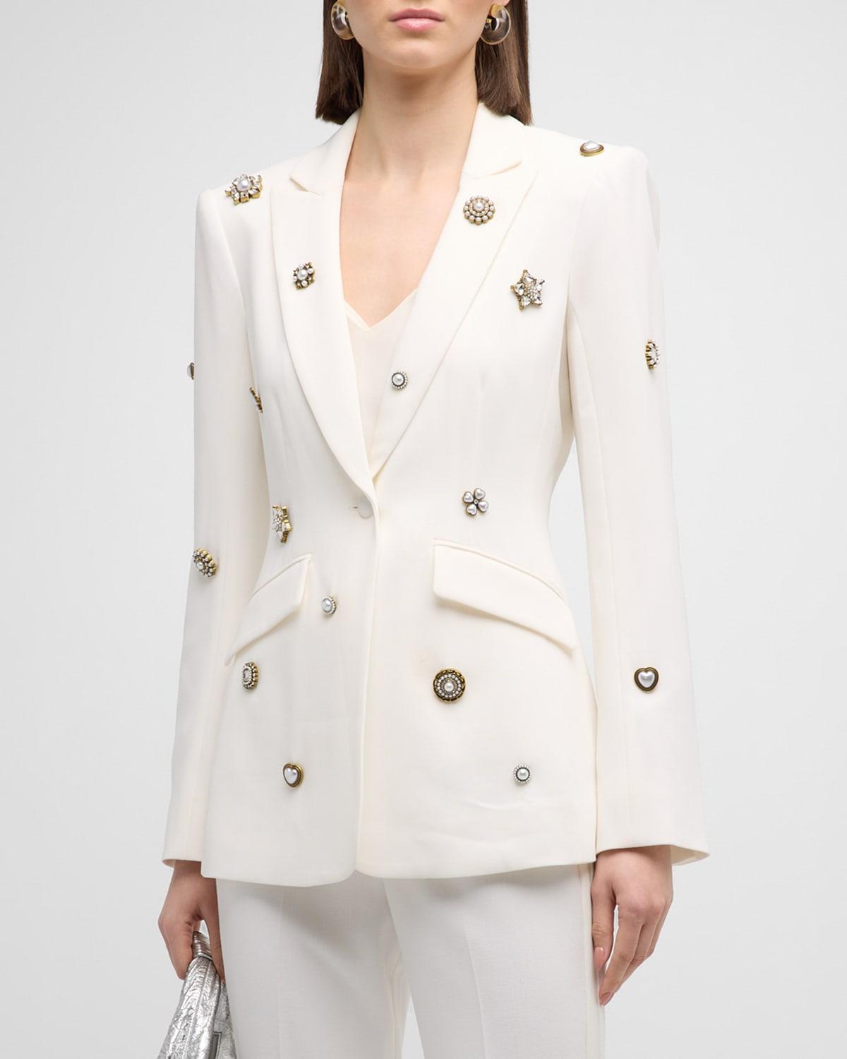 Cheyenne Golden Charm Embroidered Crepe Blazer Product Image