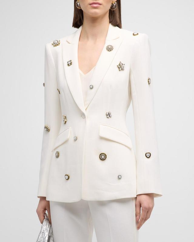 Cheyenne Golden Charm Embroidered Crepe Blazer Product Image