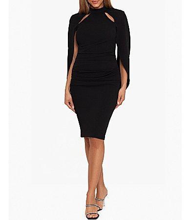 Betsy & Adam Cutout Long Sleeve Scuba Sheath Dress Product Image