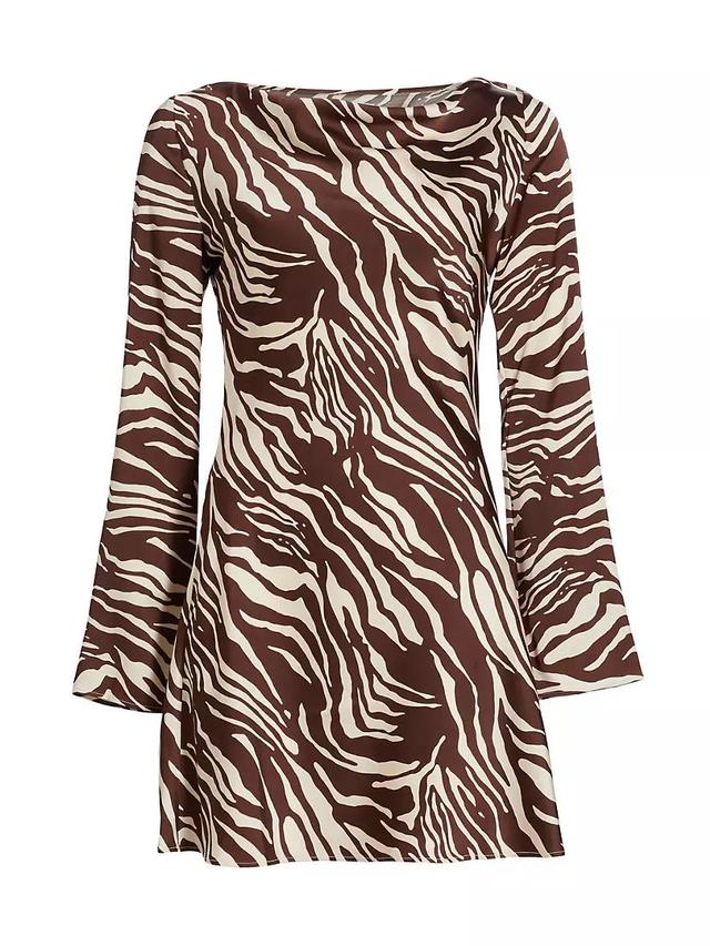 Pike Zebra Satin Long-Sleeve Minidress Product Image