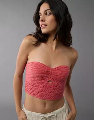 AE Cinch Front Crochet Tube Top Product Image