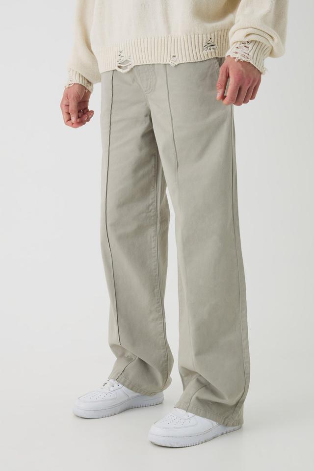 Elasticated Waist Wide Leg Pintuck Chino Pants | boohooMAN USA Product Image