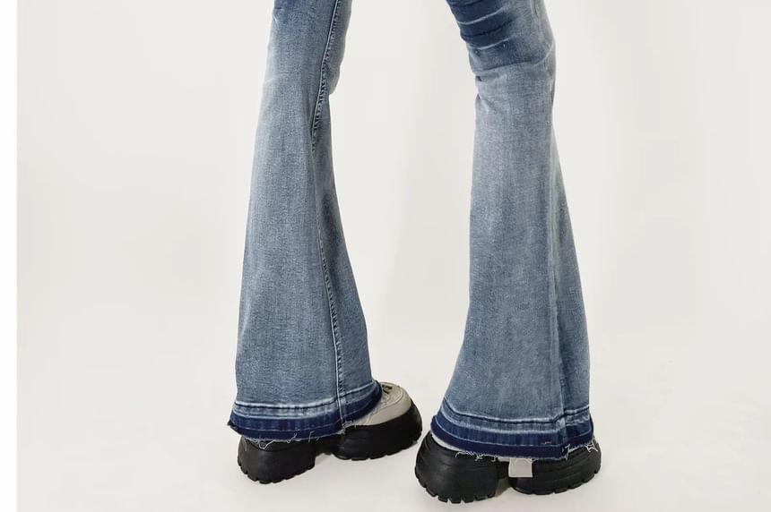 Low Waist Washed Bootcut Jeans Product Image