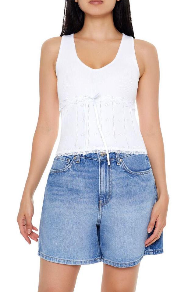 Lace-Trim Sweater-Knit Tank Top | Forever 21 Product Image