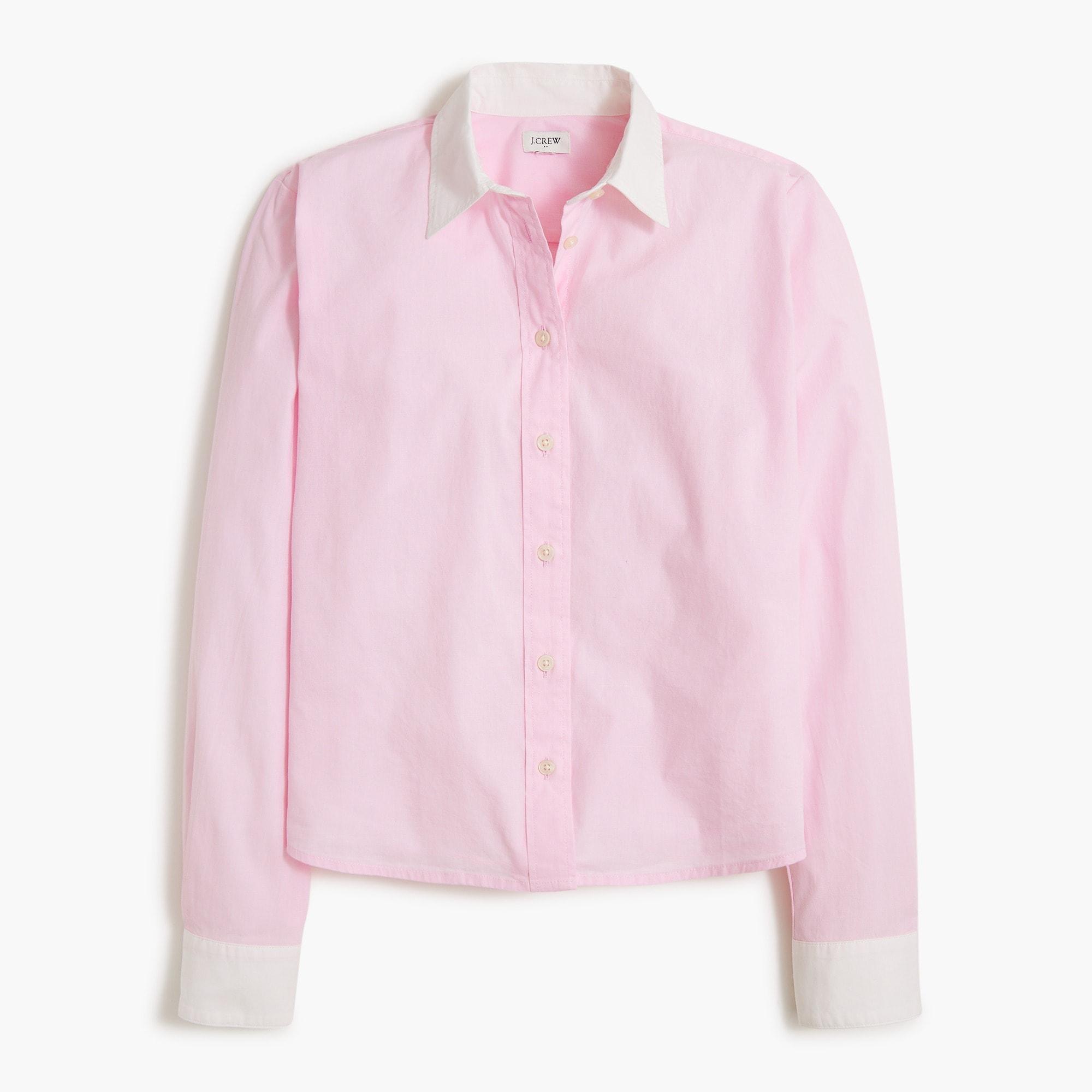 Colorblock cropped button-up shirt product image