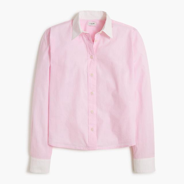 Colorblock cropped button-up shirt Product Image