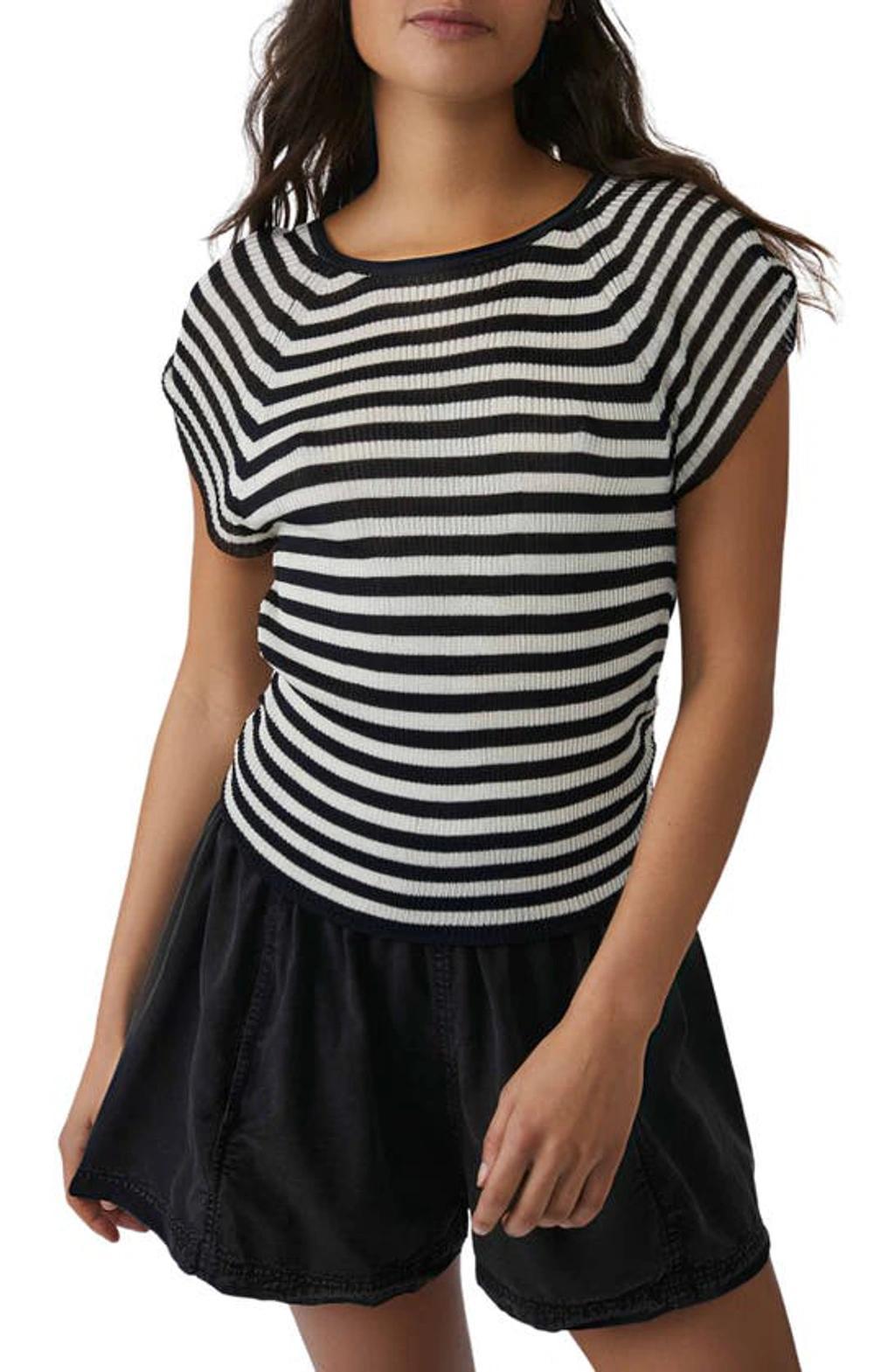 Slinky Stripe Knit T-shirt In Brown Product Image