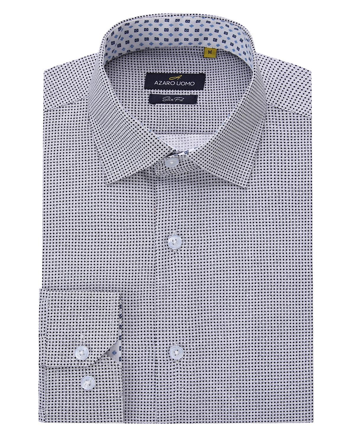 Mens Business Geometric Long Sleeve Button Down Shirt Product Image