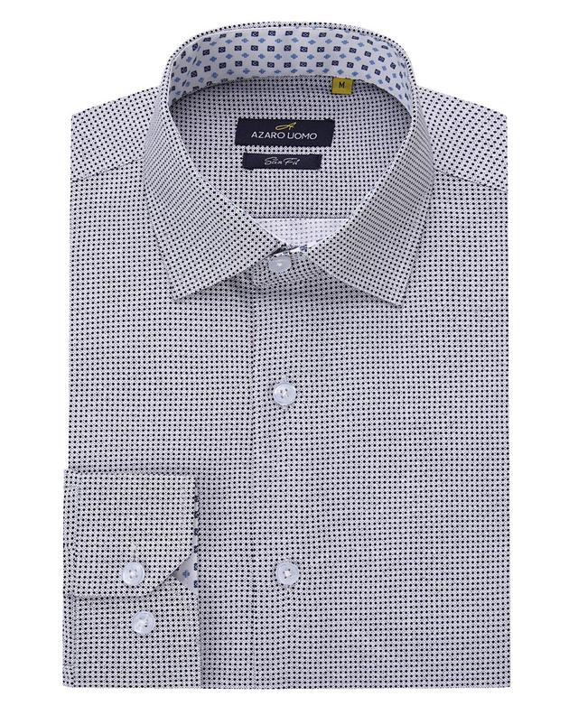 Azaro Uomo Mens Slim Fit Geometric Shirt - Blue Product Image