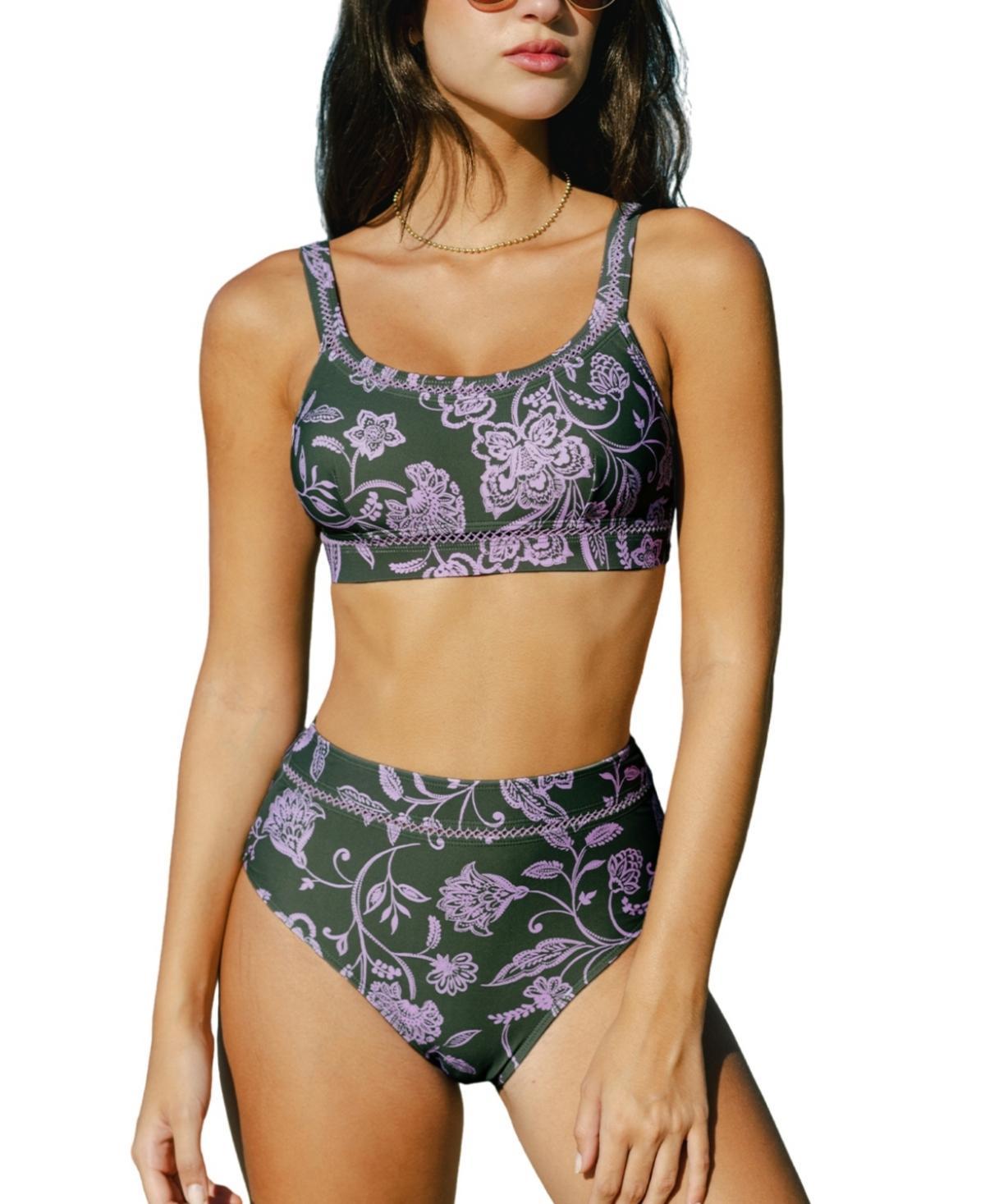 Women's Floral Scoop Neck High Waisted Bikini Sets Swimsuit Product Image