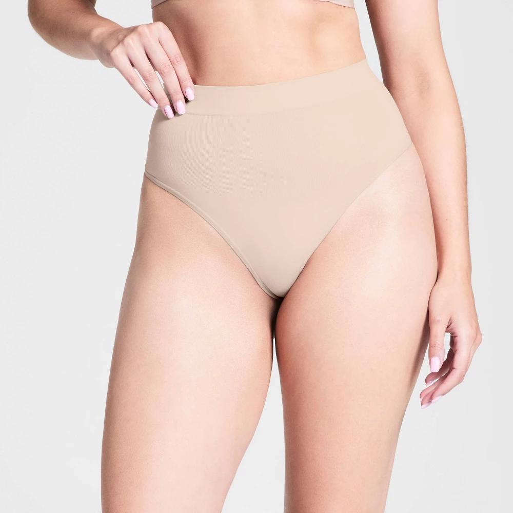 ASSETS by SPANX Womens All Around Smoothers Thong - Beige Product Image