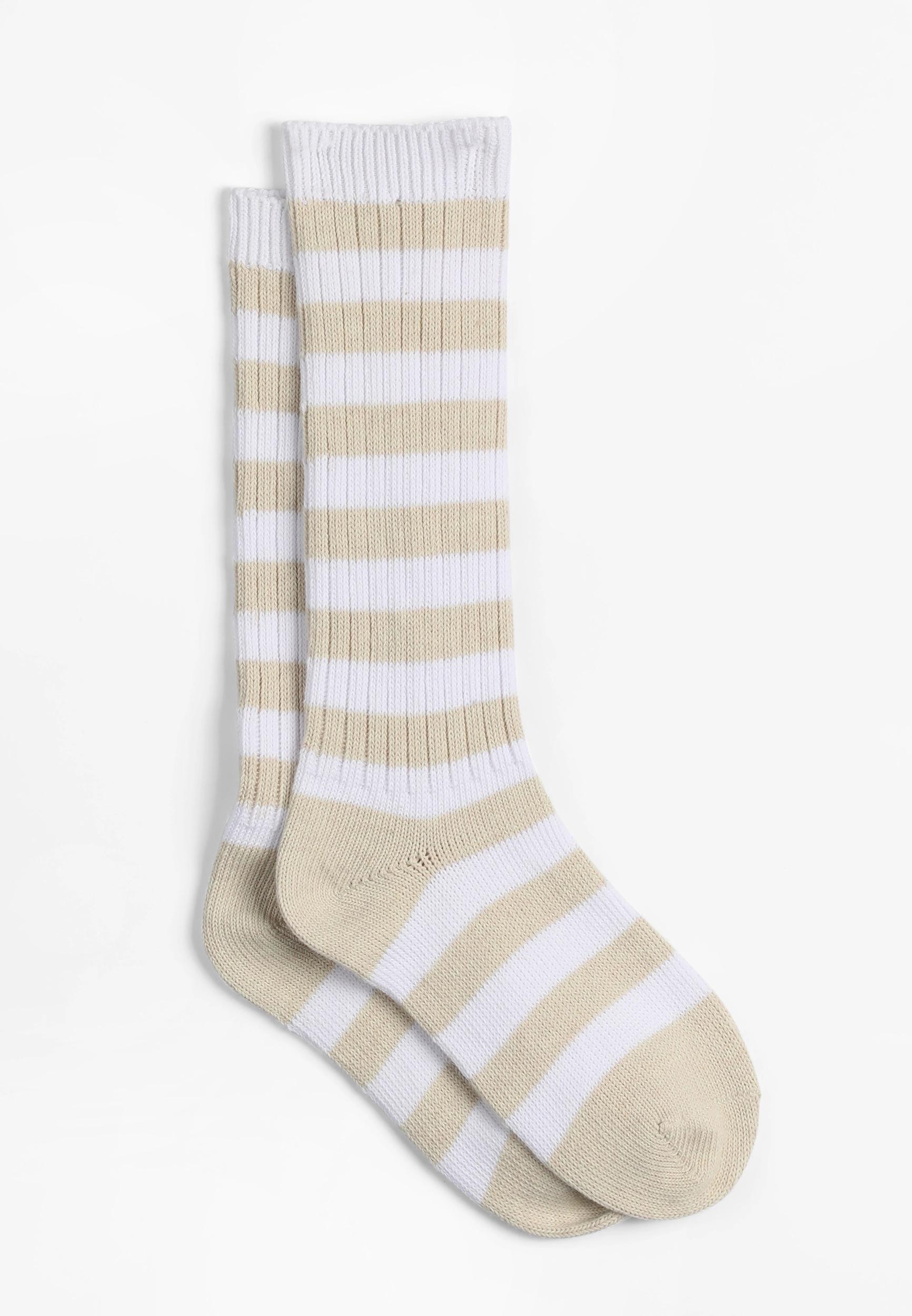 Maurices Womens Striped Slouchy Crew Sock Beige Size One Size Product Image