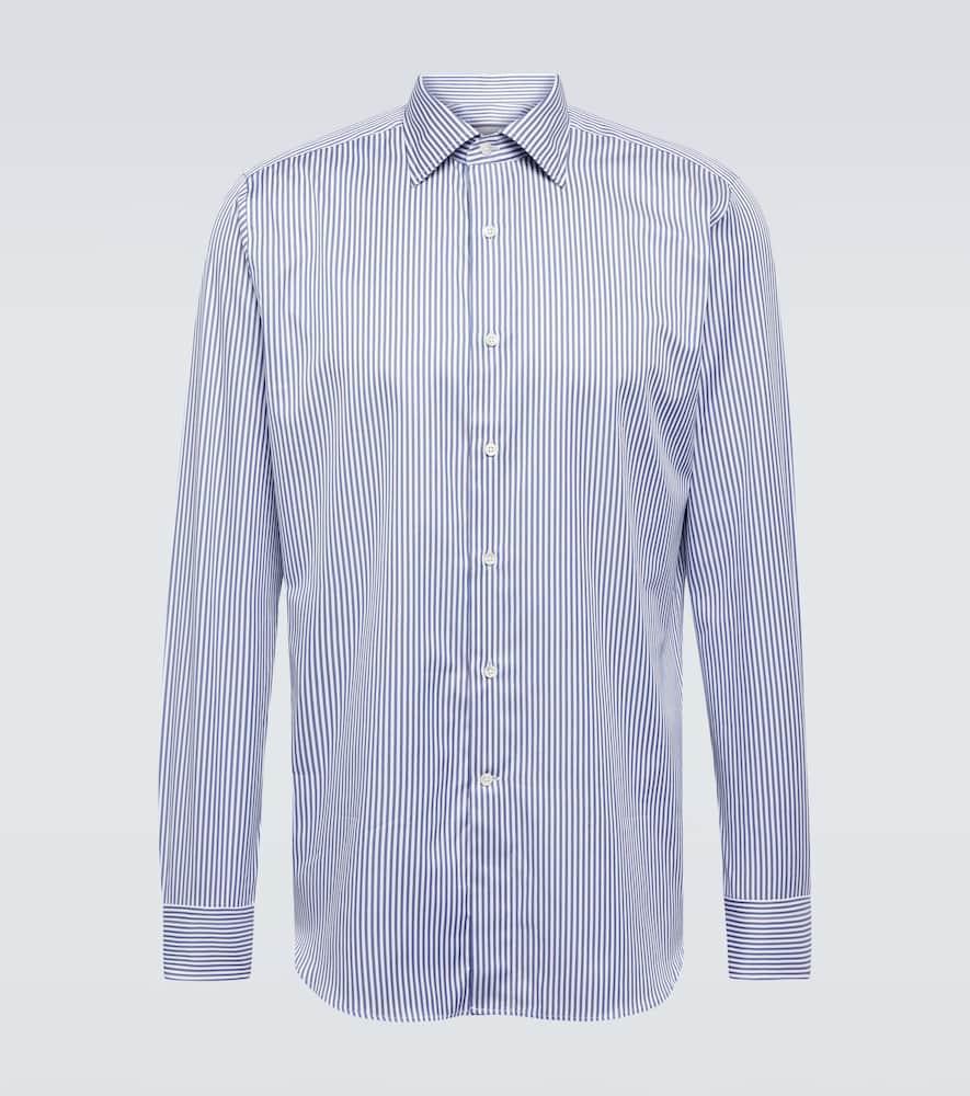 CANALI Striped Cotton Shirt In Blue Product Image