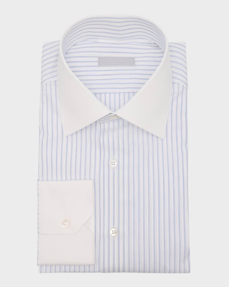 Mens Cotton Stripe Dress Shirt Product Image