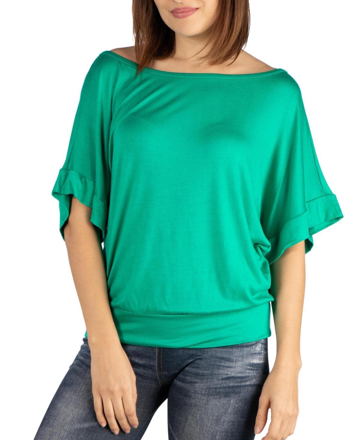 24seven Comfort Apparel Womens Loose Fit Dolman Top with Wide Sleeves product image