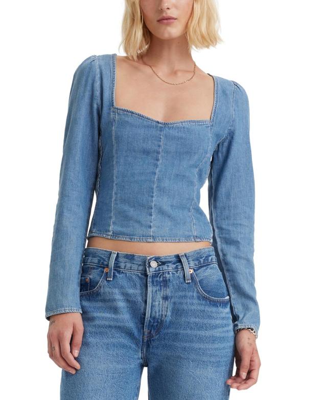 Levis Womens Ophelia Denim Sweetheart-Neck Top Product Image