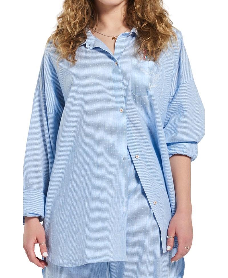 Peachaus Womens Yew Striped Ethical-Cotton Pajama Shirt Product Image