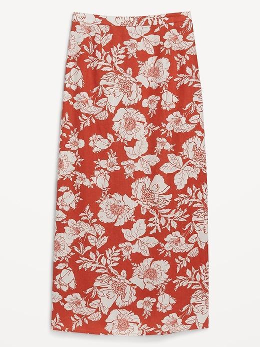 High-Waisted Linen-Blend Maxi Skirt Product Image