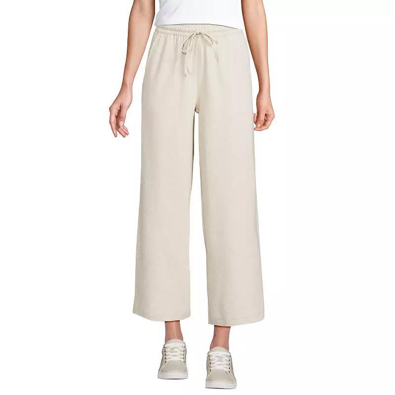 Petite Lands End Sport Pull-On Drawstring Wide Leg Crop Pants, Womens Rich Brown Product Image