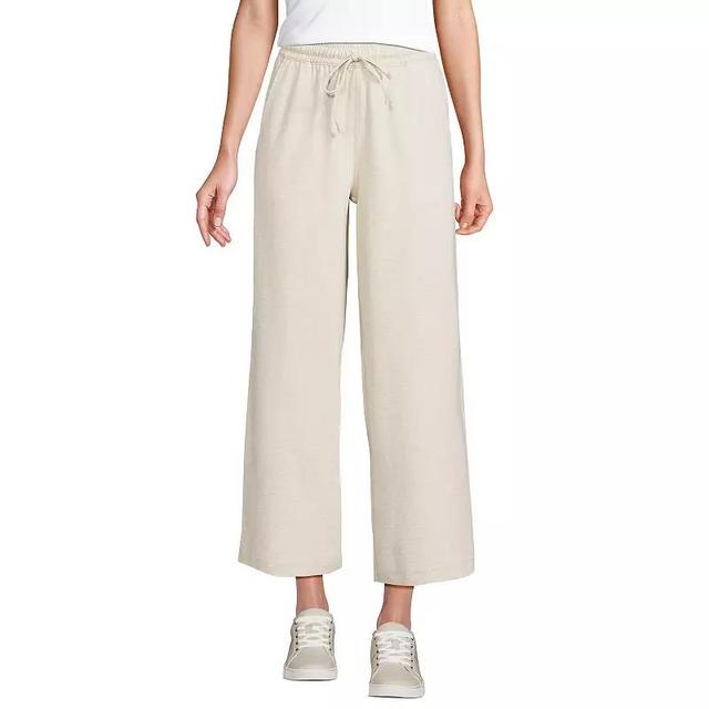 Womens Lands End Sport Knit Pull-On Wide Leg Crop Pants Flax Grey Product Image