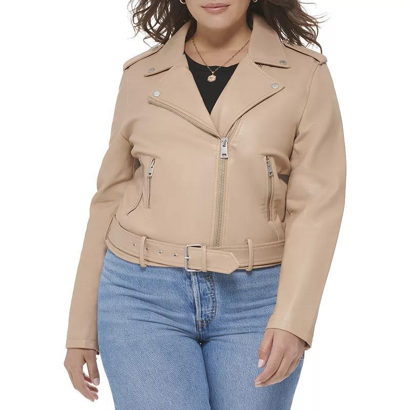 Plus Size Levis Asymmetrical Faux Leather Motorcycle Jacket, Womens Green Product Image