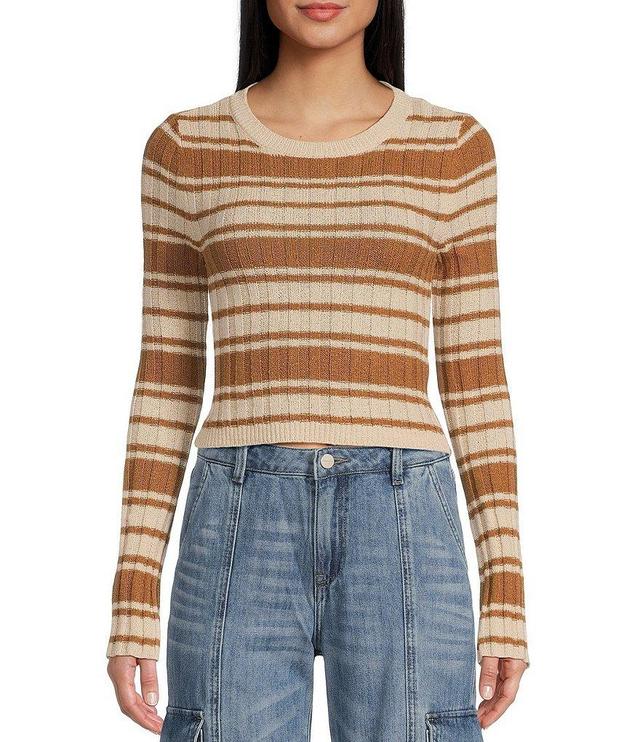 Billabong Clare Long Sleeve Striped Cropped Sweater Product Image