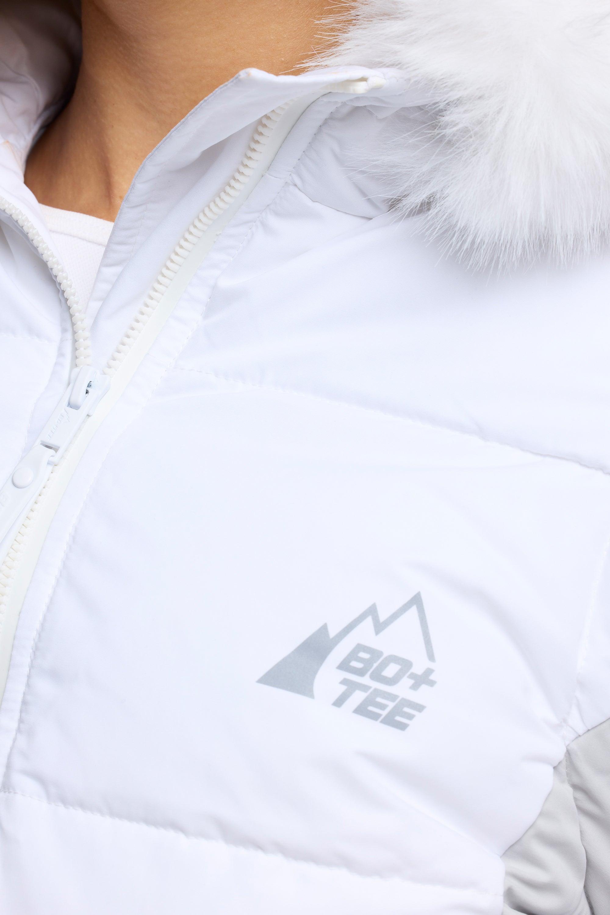 Ski Jacket with Detachable Sleeves in White Product Image