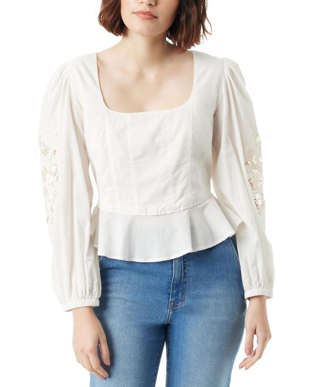 Sam Edelman Womens Lainey Cotton Lace-Applique Peplum-Hem Top Product Image