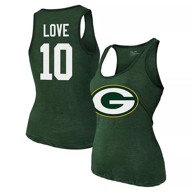 Majestic Womens Jordan Love Green Green Bay Packers Name Number Tri-Blend Tank Top Product Image