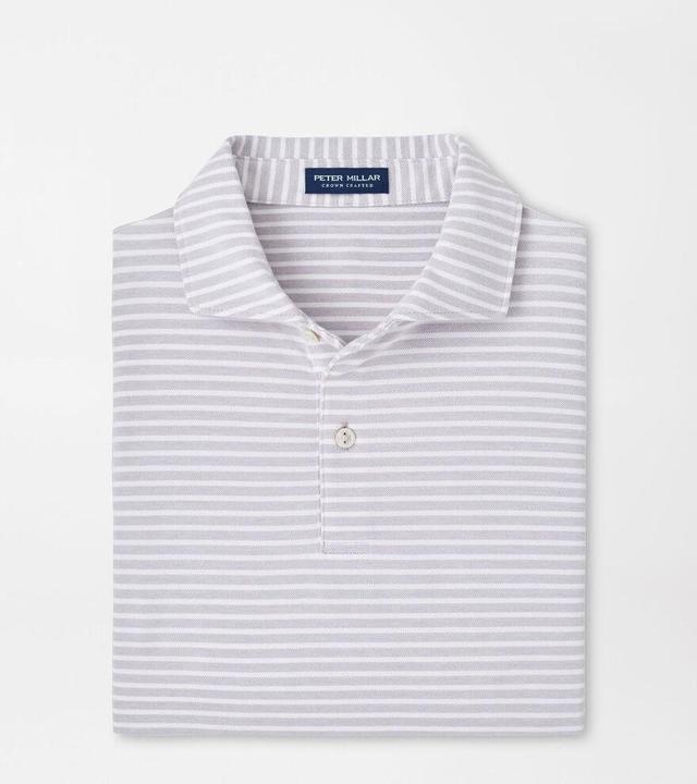 Peter Millar Mens Albatross Stripe Cotton Blend Piqu Polo | Color: Gale Grey | Size: XXL Product Image