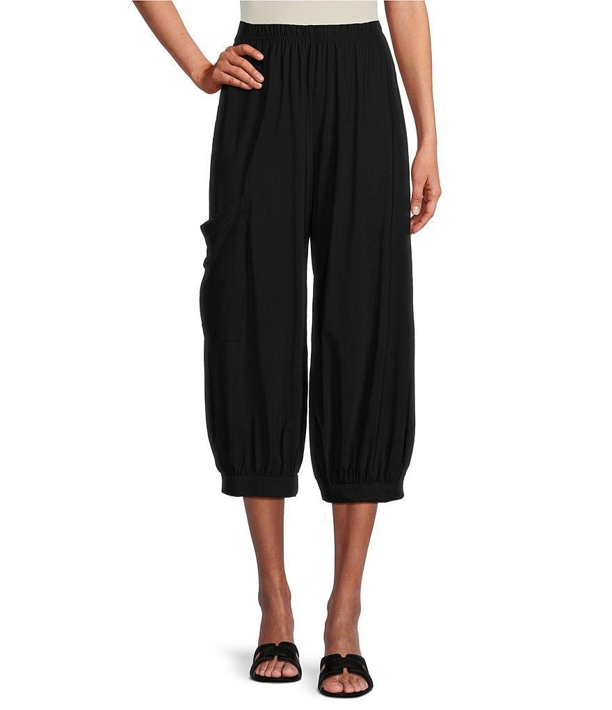 Bryn Walker Wylie Microfiber Knit Jersey Wide-Leg Patch Pocket Oversized Fit Pull-On Capri Pants Product Image