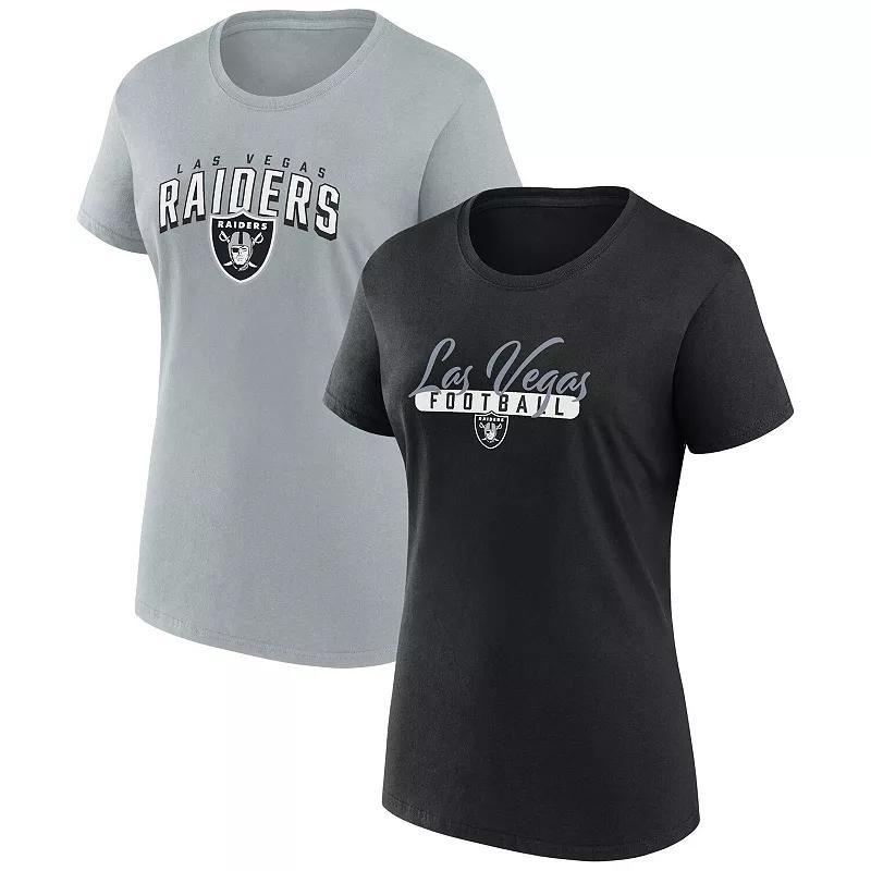 Womens Fanatics Branded Black/Gray Las Vegas Raiders Fan T-Shirt Combo Set Product Image