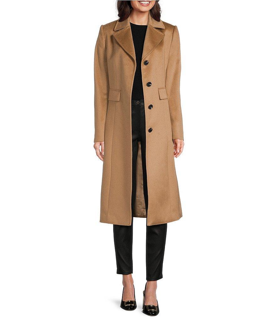 Katherine Kelly Pure Cashmere Notch Collar Hidden Button Front Coat product image