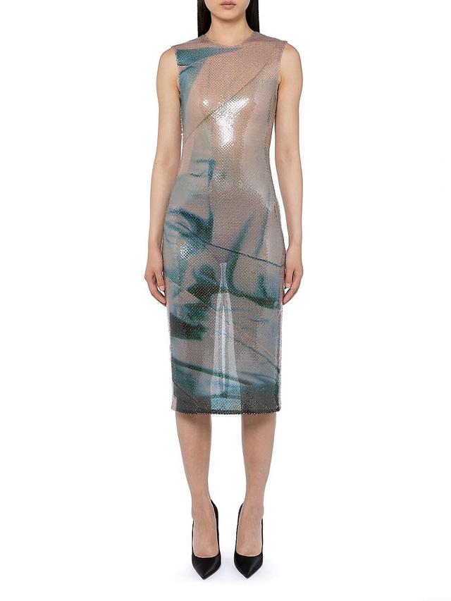 Womens Aveo Printed Sequined Midi-Dress Product Image