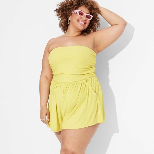 Womens Knit Tube Romper - Wild Fable Yellow 3X Product Image