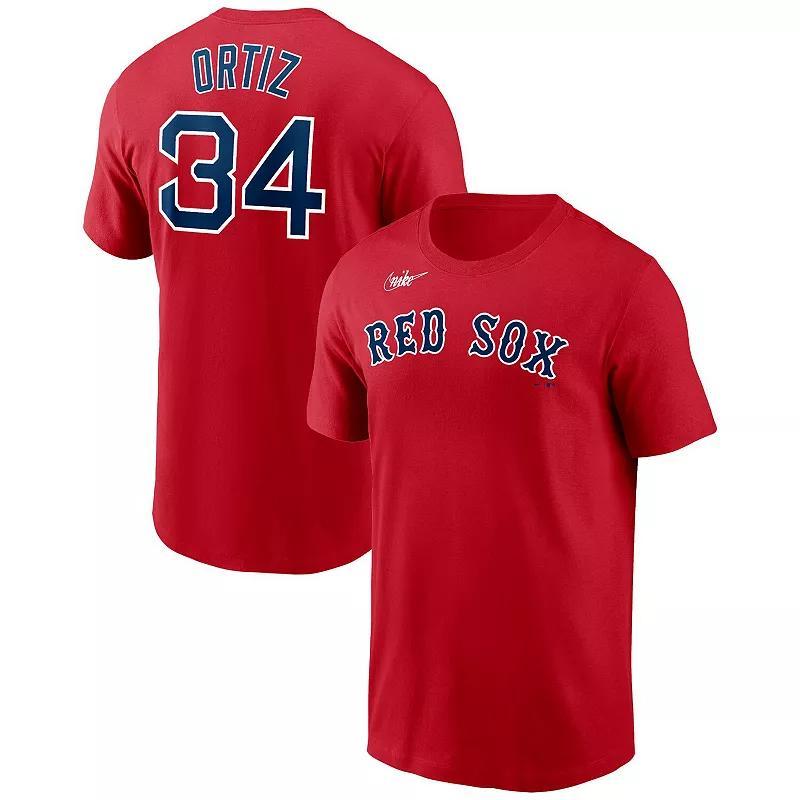 Mens Nike David Ortiz Red Boston Red Sox Name and Number T-shirt Product Image