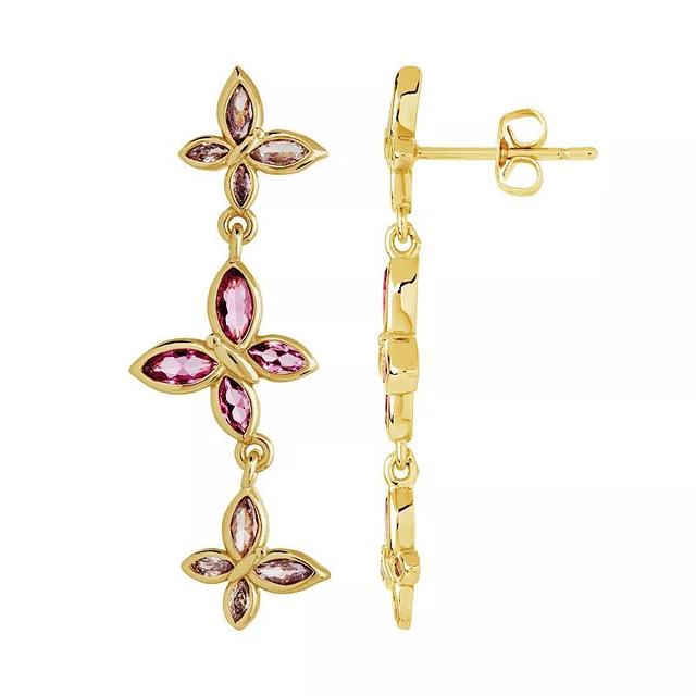 MC Collective Pink Cubic Zirconia Butterfly Linear Drop Earrings, Womens, Gold Tone Product Image