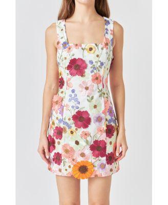 Womens Floral Embroidered Mini Dress Product Image