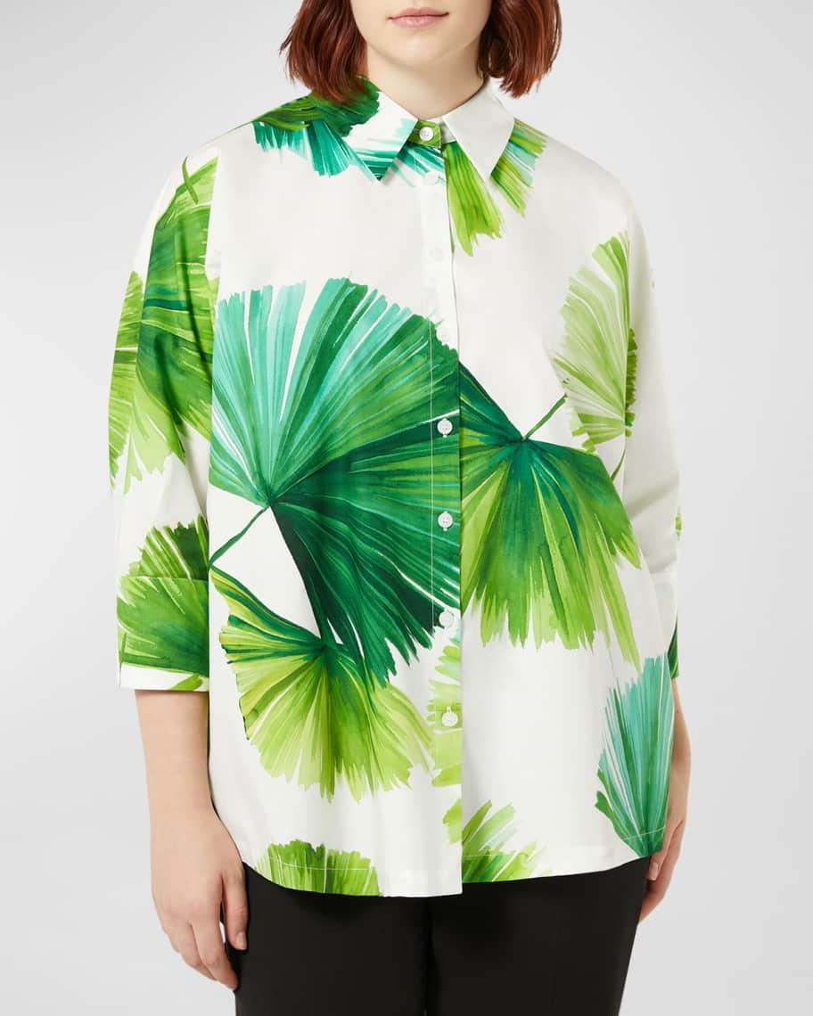 Plus Size Quai Botanical-Print Cotton Shirt Product Image