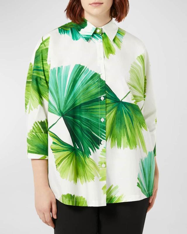 Plus Size Quai Botanical-Print Cotton Shirt Product Image