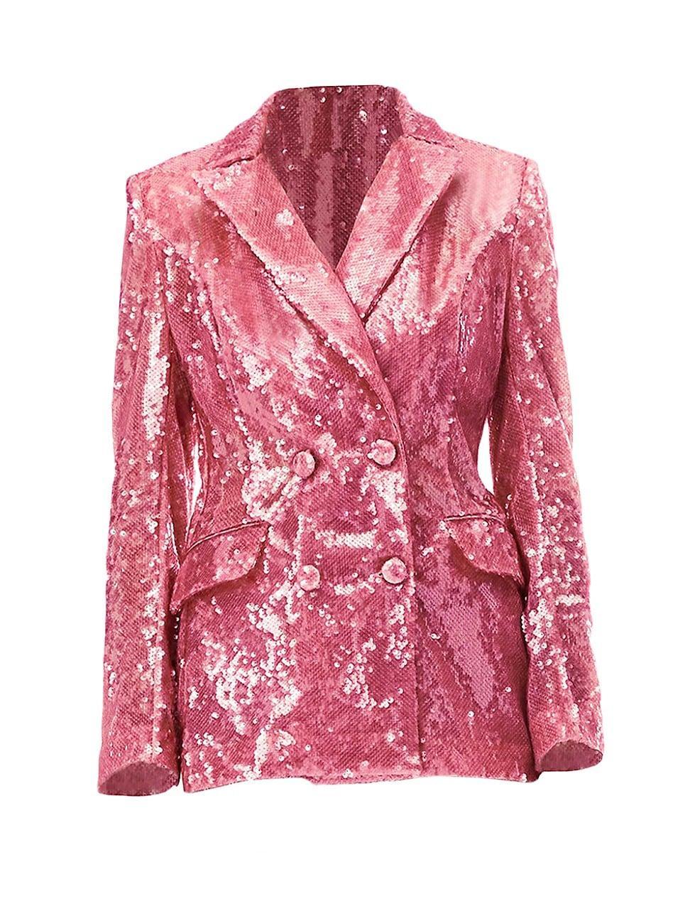 Womens Sequined Double-Breasted Blazer Product Image