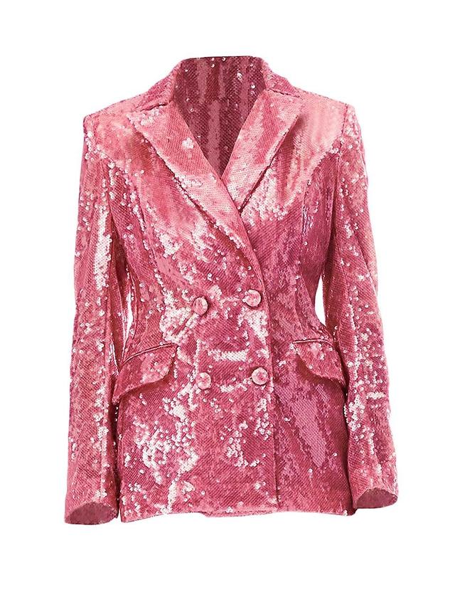 Womens Sequined Double-Breasted Blazer Product Image