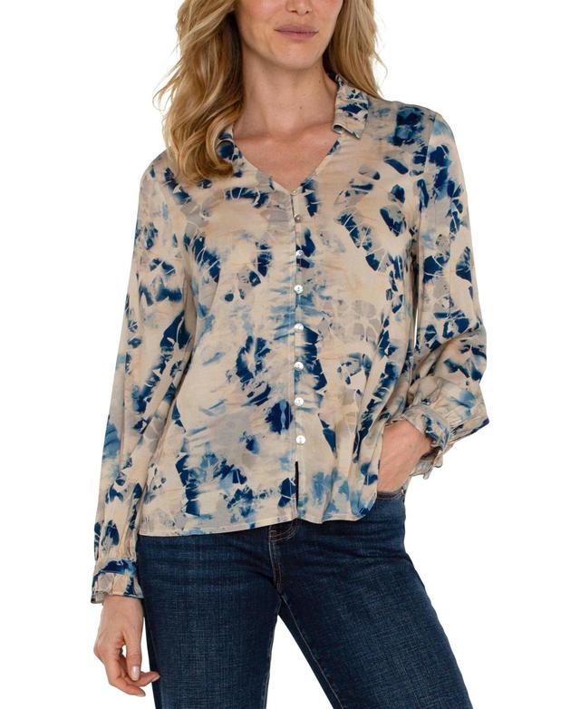 Liverpool Womens Printed Long Sleeve Button Front Blouse Product Image