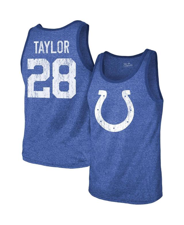 Mens Majestic Threads Jonathan Taylor Heathered Royal Indianapolis Colts Player Name and Number Tri-Blend Tank Top Product Image