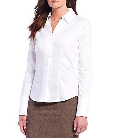 Calvin Klein Wrinkle-Free Pinpoint Oxford Blouse Product Image