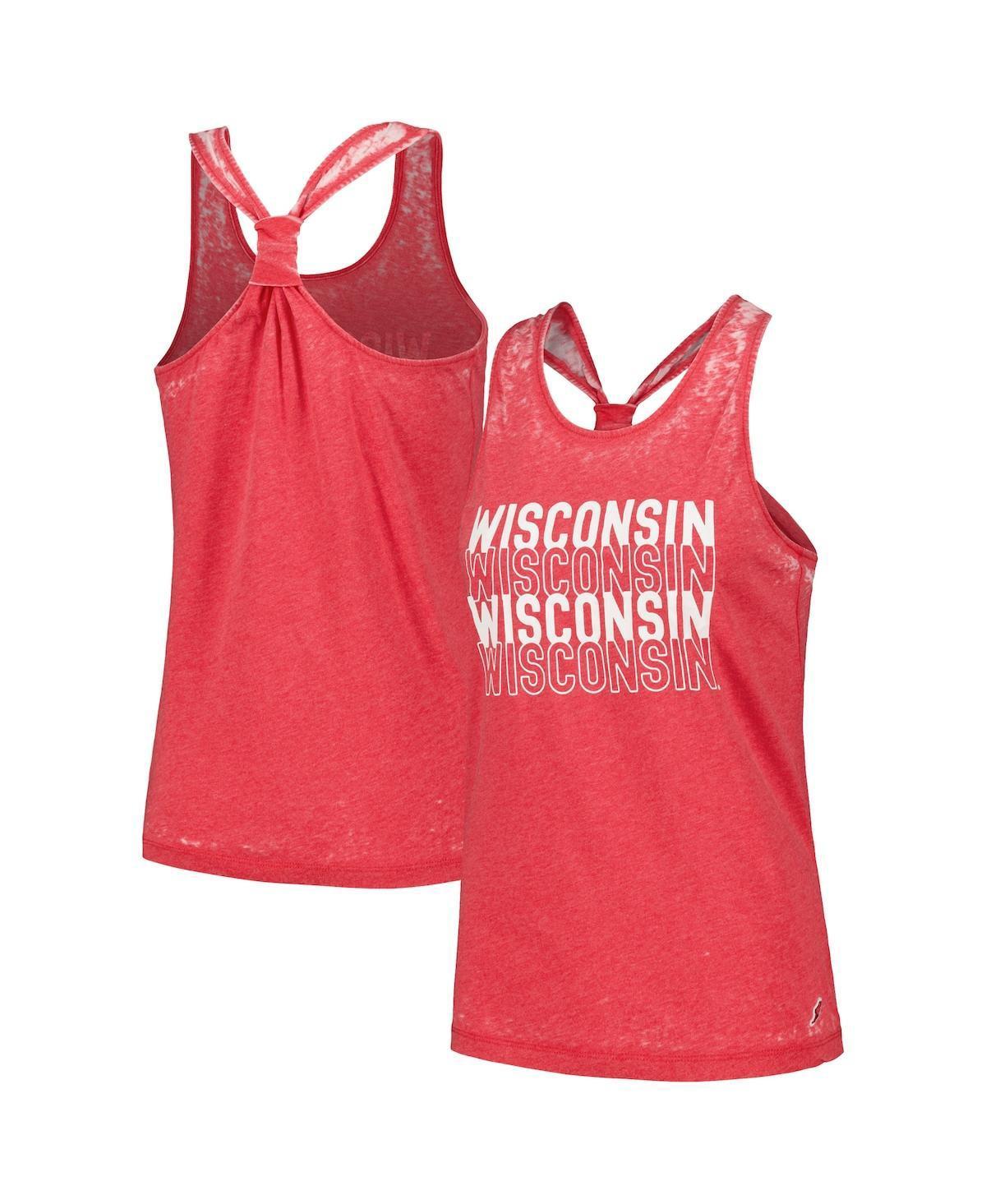 Womens League Collegiate Wear Red Wisconsin Badgers Stacked Name Racerback Tank Top Product Image