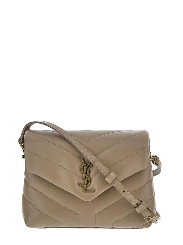 SAINT LAURENT Loulou Toy Strap Bag In Quilted "y" Leather In Beige Product Image