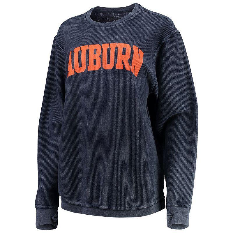 Womens Pressbox Auburn Tigers Comfy Cord Vintage Wash Basic Arch Pullover Sweatshirt Blue Product Image