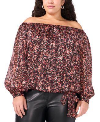 Plus Size Floral Off-The-Shoulder Top Product Image