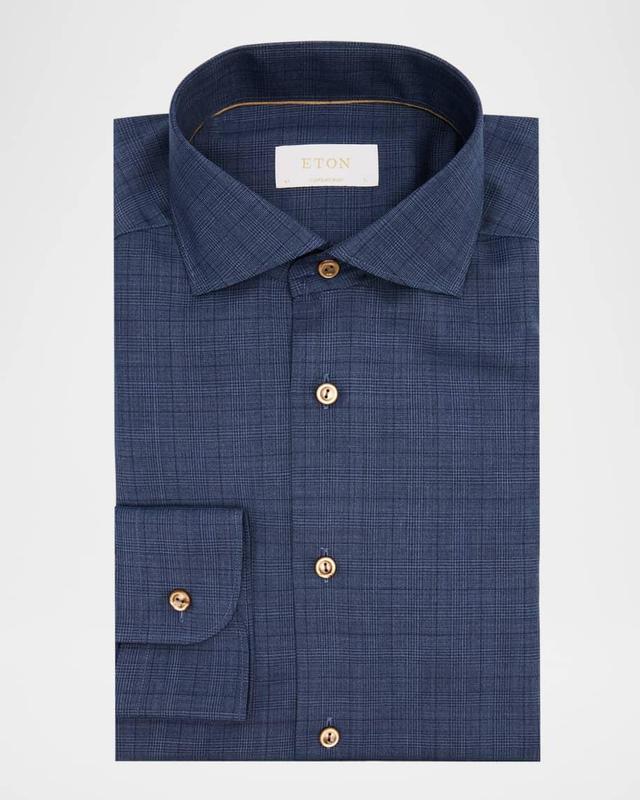 Mens Elevated Wool Micro-Check Contemporary-Fit Dress Shirt Product Image